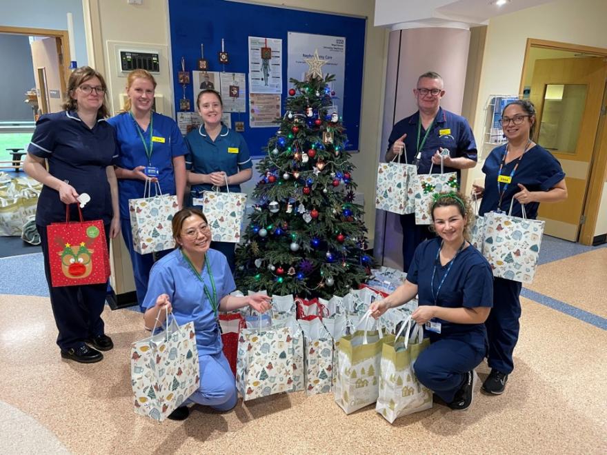 Yarty team receiving ELF Christmas gift bags